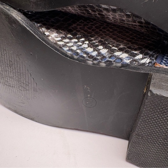 Anthropologie Vanessa Wu 38 US 8 Snake Reptile Print Leather Ankle Boots Booties - Picture 9 of 10